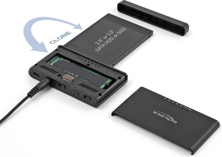 Produktbild Delock USB Type-C Konverter für 1 x M.2 NVMe SSD + 1 x SATA SSD / HDD