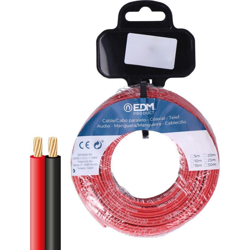 EDM Product Audiokabel 28041 Schwarz Rot Rot/Schwarz 2 X 0,75 Mm 15 M (15 m), Cavo audio