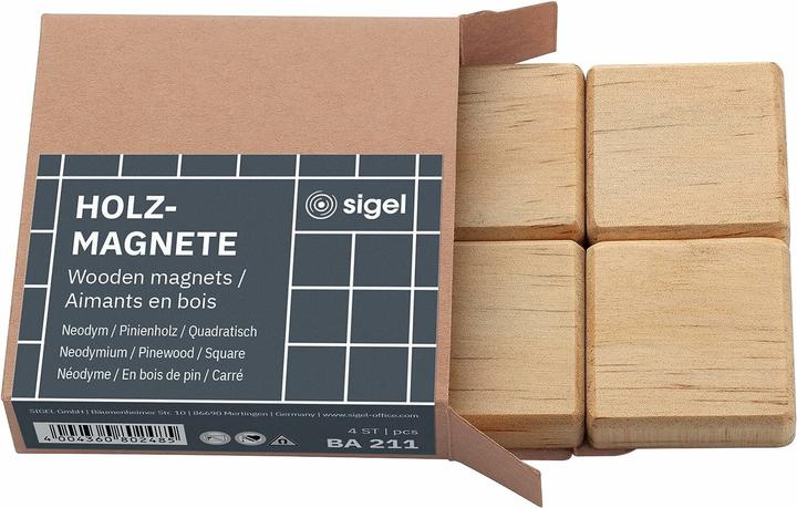Produktbild Sigel Holz-Magnete quadratisch (4x)