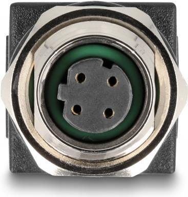 Actual product image Delock M12 adapter D-coded 4 pin socket to RJ45 socket straight (RJ45, RJ45 (1x))