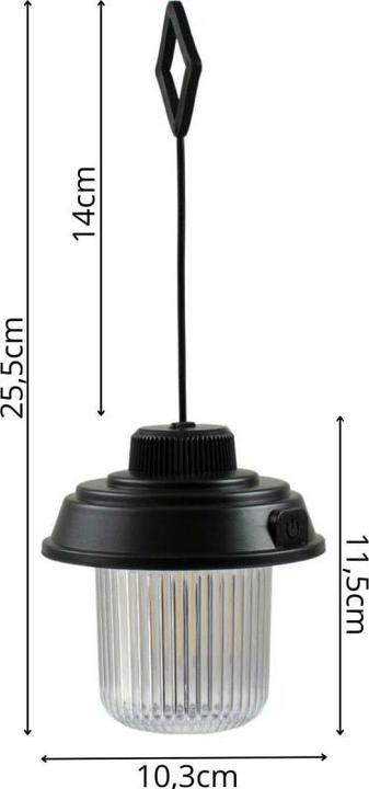Actual product image Redcliffs Latarka Lampa Camping USB 3 Rodzaje światła Czarny