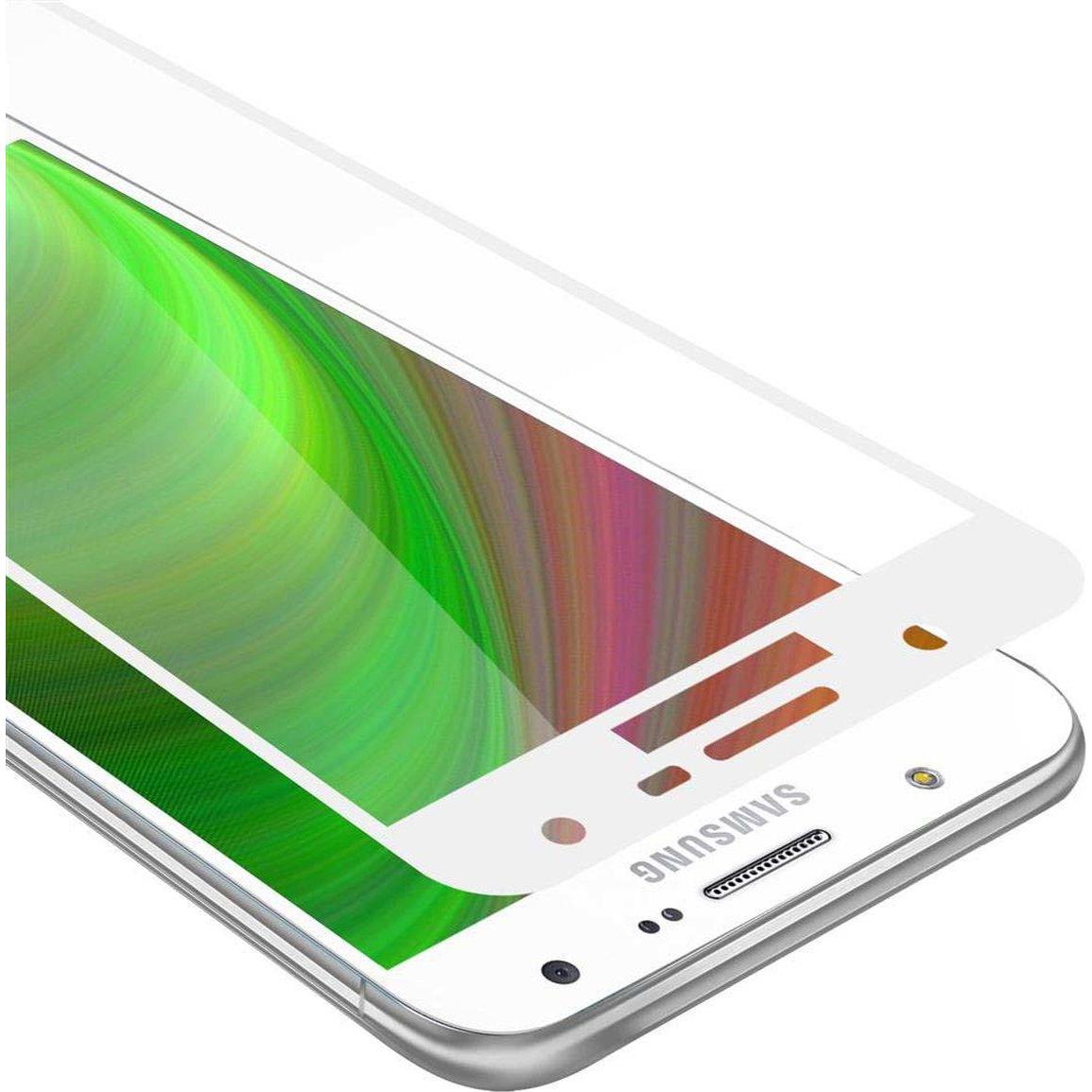 Cadorabo Vollbild Displayschutzglas (1 Stück, Samsung Galaxy J7), Smartphone Schutzfolie, Weiss