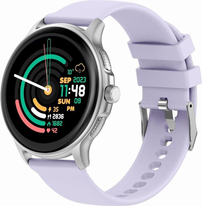 Produktbild Gravity GT12-6 Damen-Smartwatch, lila Silikonarmband + silbernes Armband