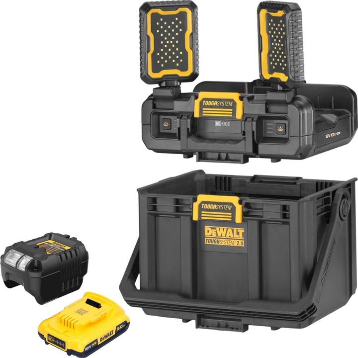 Produktbild DeWalt DWST08061-1 Werkzeugbox mit integrierten Leuchten 395 x 352 x 255 mm ToughSystem 2.0 + 1x