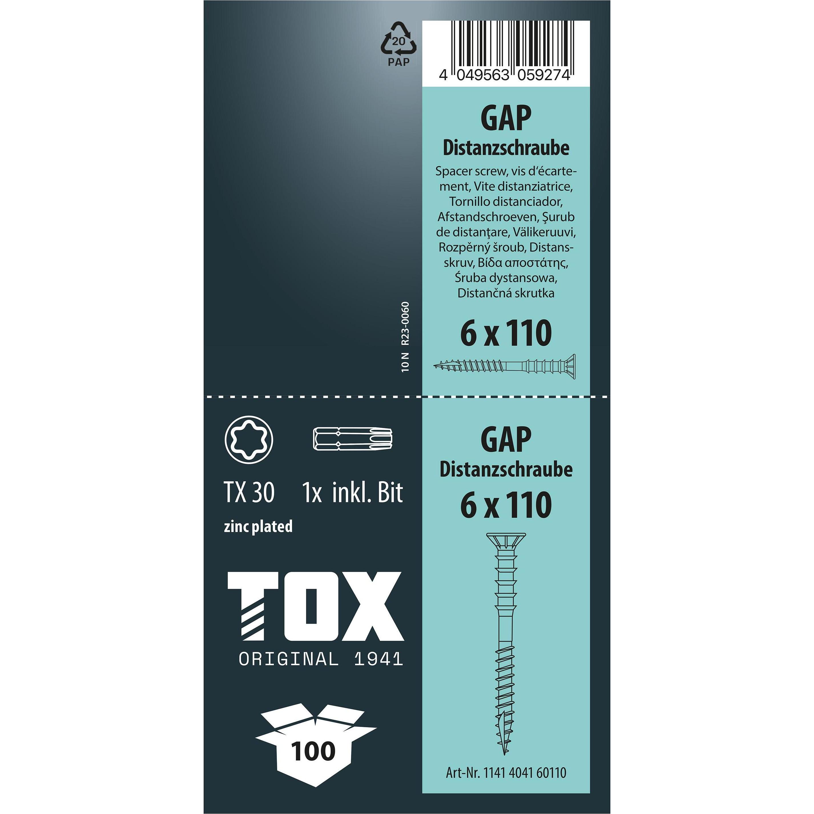 Thumbnail - Tox, Schrauben, GAP 6,0 x 110 (100 Stk.) (100 Schrauben pro Stück)