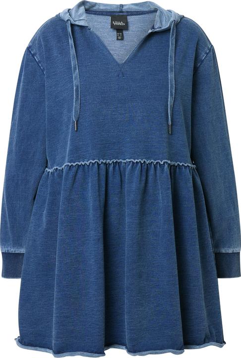 Produktbild Ulla Popken Long-Hoodie, A-Linie, offenkantig, V-Ausschnitt, Langarm (46, 48)