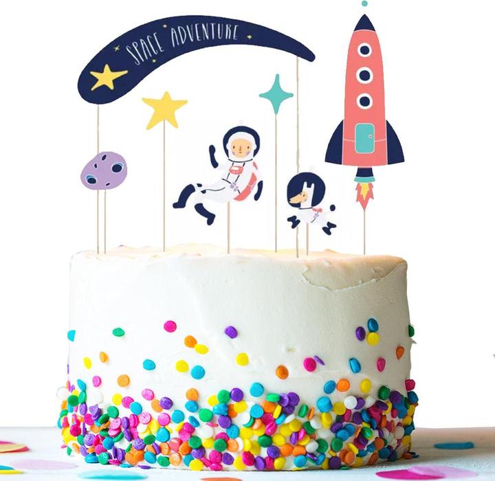 Actual product image Partydeco Cake Topper Space Set 7 pieces