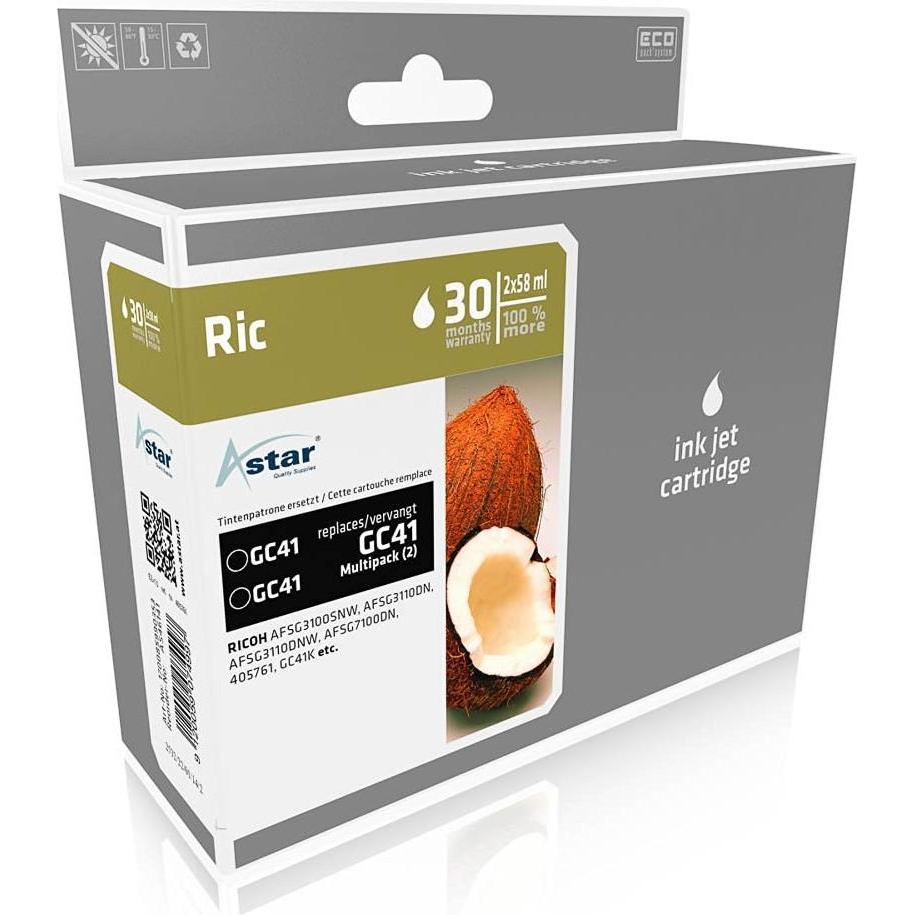 Astar, Druckerpatrone, 2er-Pack - Schwarz - kompatibel - Tintenpatrone (BK)