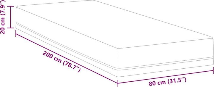 Produktbild VidaXL Gelmatratze (80 x 200 cm, Schaumstoffkern)