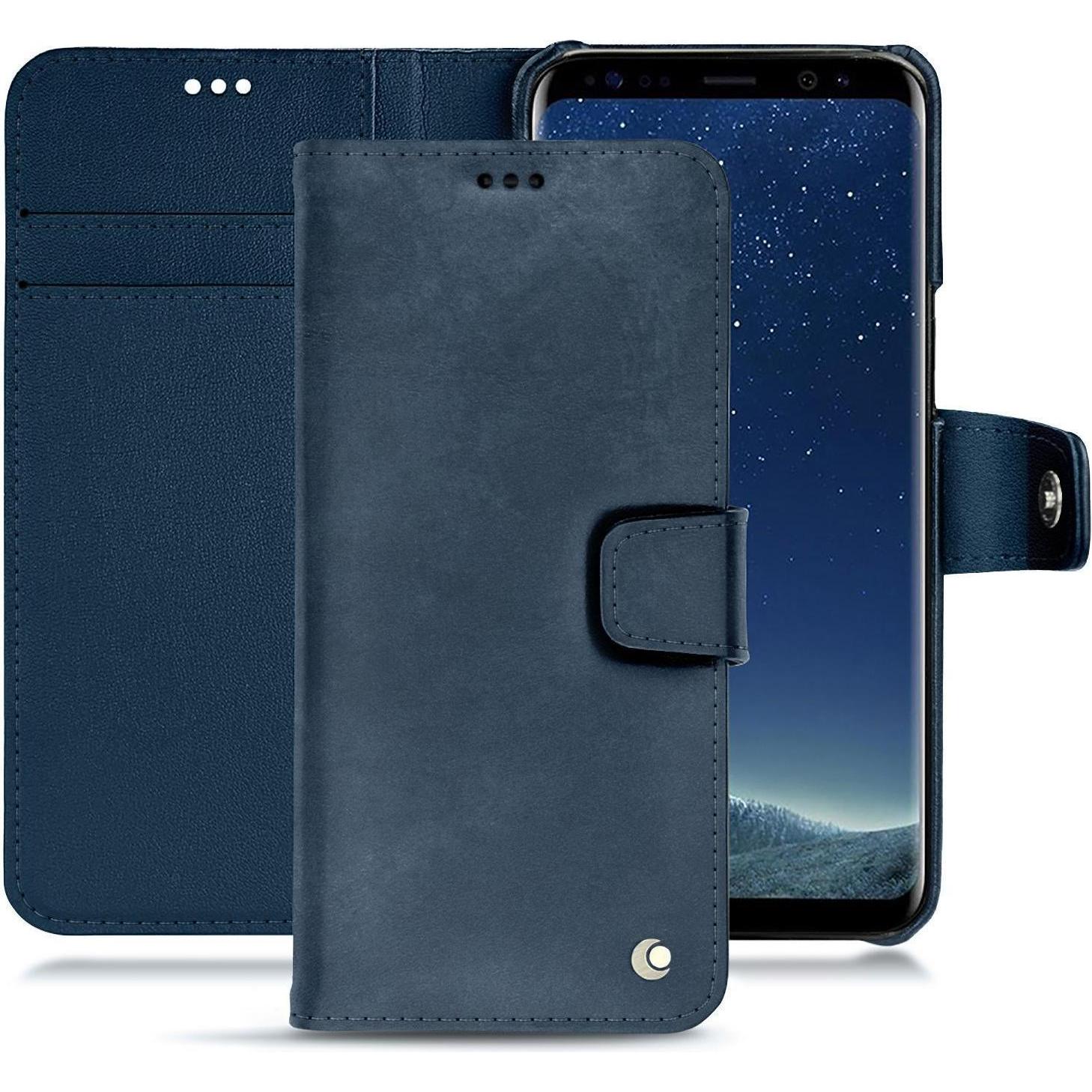 Noreve Lederschutzhülle Wallet (Samsung Galaxy S8), Smartphone Hülle, Blau