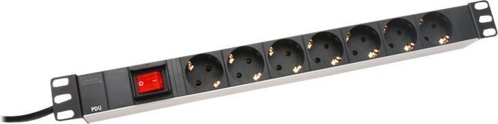 Image du produit Digitus aluminum outlet strip with switch, 7 safety (7x, CEE 7/3, 2 m)