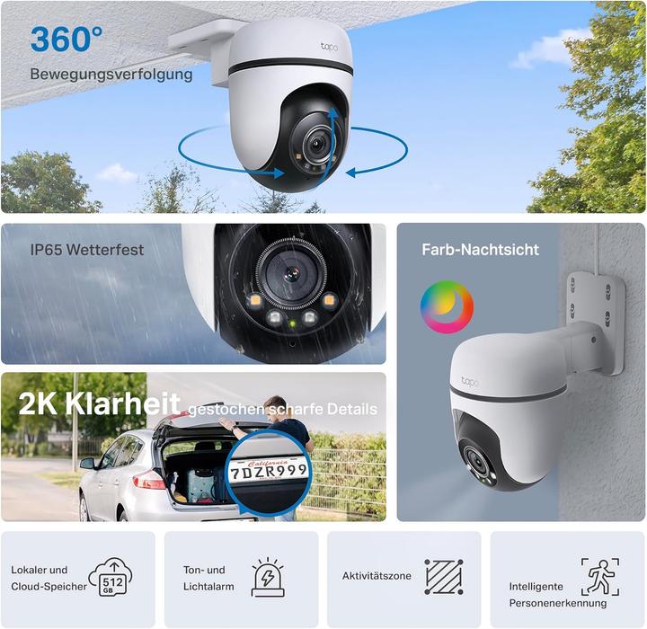 Produktbild TP-Link 2K WLAN Überwachungskamera Aussen 360°