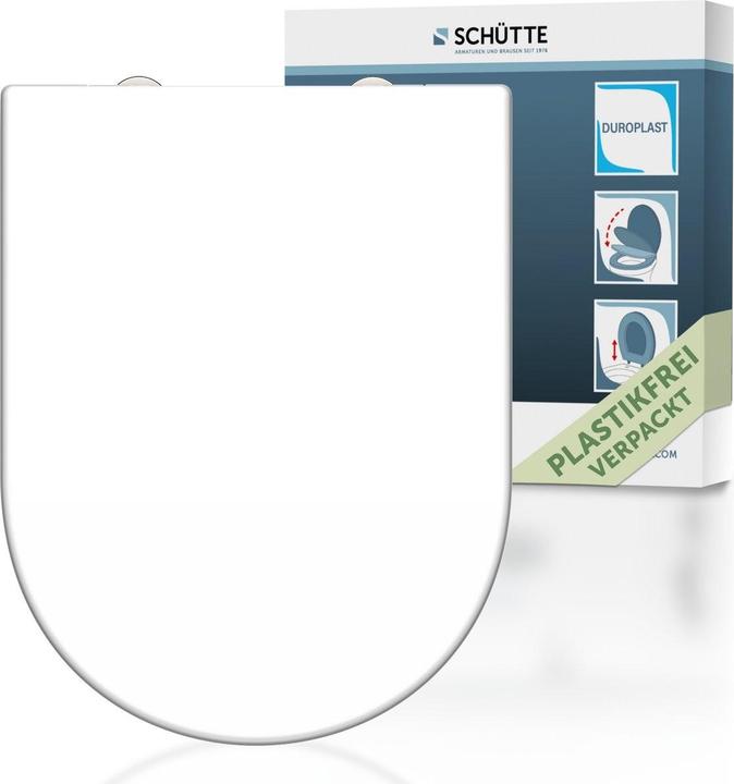 Produktbild Schütte WC Sitz Duroplast WC-Sitz WHITE D-Form Absenkautomatik Schnellverschluss Quick Release 82910 Weiss