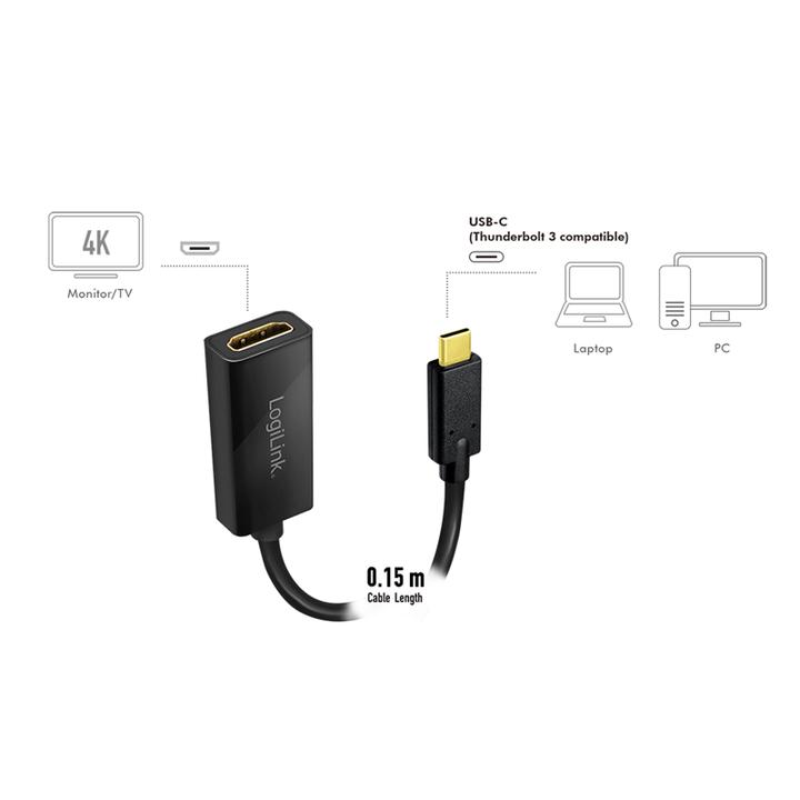 Immagine prodotto LogiLink Adattatore grafico USB 3.2, USB-C (0.15 m, HDMI, 1.4)