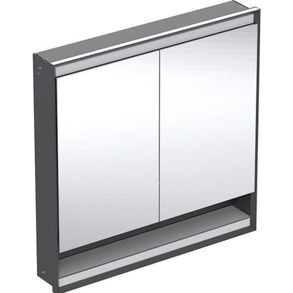 Geberit, Spiegelschrank, ONE Spiegelschrank mit ComfortLight, 2 Türen, Unterputzmontage, mit Nische, 90x90x15cm, 505