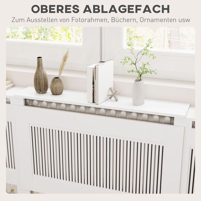Actual product image Swisshandel24 Heizkörperverkleidung ausziehbar Heizkörperabdeckung mit Ablage, Lamellen Weiss