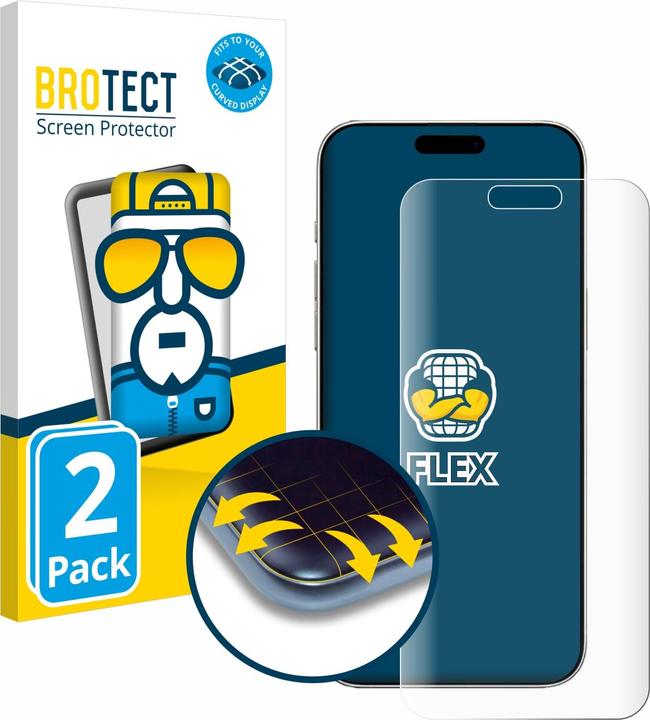 Produktbild BROTECT Fullscreen Schutzfolie Displayschutz Folie Klar Transparent (2 Stück, Apple iPhone 16 Pro Max)