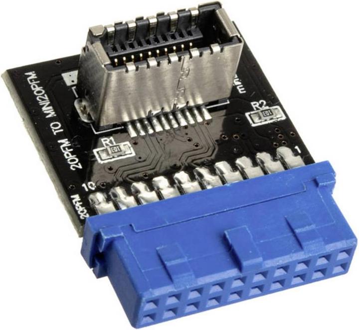 Actual product image Raijintek USB 3.0 20 Pin to USB Mini 20 Pin Front Panel USB Type C Adapter