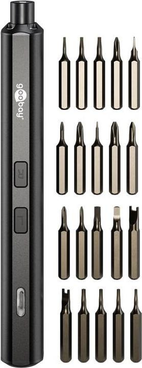 Actual product image Goobay Elektrischer Schraubendreher mit 20-tlg. Präzisions-Bitsatz (Hexagon socket round, Phillipps cross recess (PH), Tri-wing)