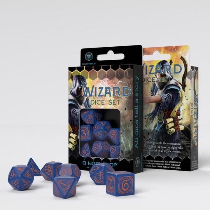 Actual product image Q Workshop SWIZ90 - Wizard Dark Blue and Orange Dice Set