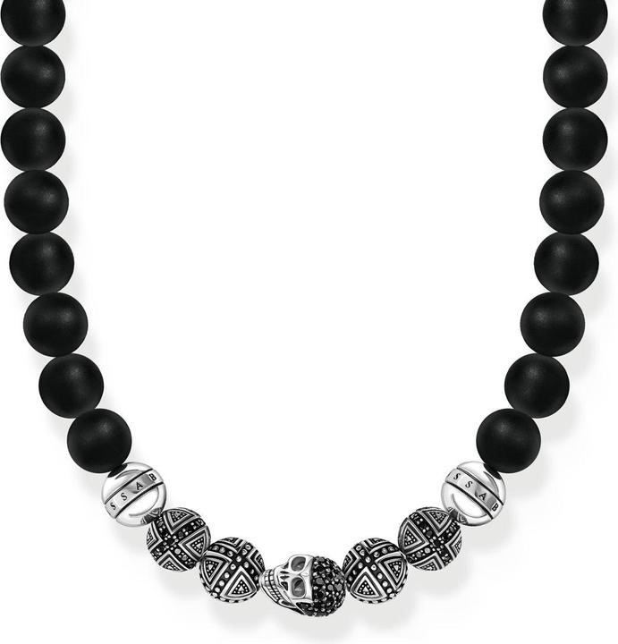 Produktbild Thomas Sabo Halskette Obsidian mit Totenkopf und Kreuzen Silber (Silber 925)