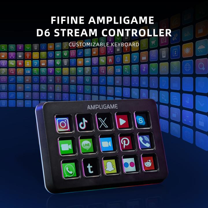 Image du produit Fifine D6 Clavier LCD Contrôleur de bureau programmable avec touches d'affichage LCD