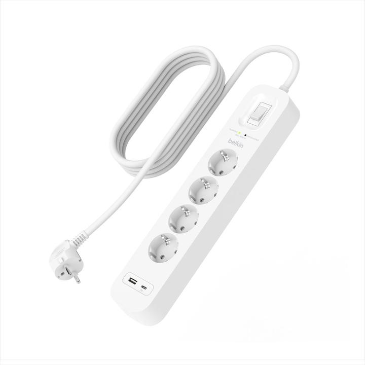 Image du produit Belkin Protection contre les surtensions Surgemaster (4 x, CEE 7/3, USB-C, USB-A, 2 m)