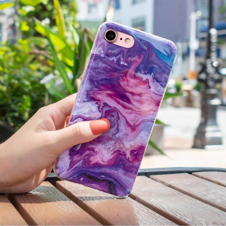 Produktbild Cover-Discount iPhone SE / 8 / 7 - Silikon Gummi Case Purple Marble (Apple iPhone 8, Apple iPhone 7)