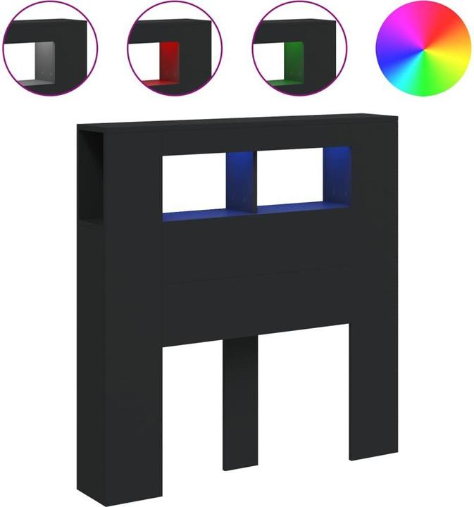 Actual product image vidaXL LED headboard black 100x18.5x103.5 cm Wood-based material, colour