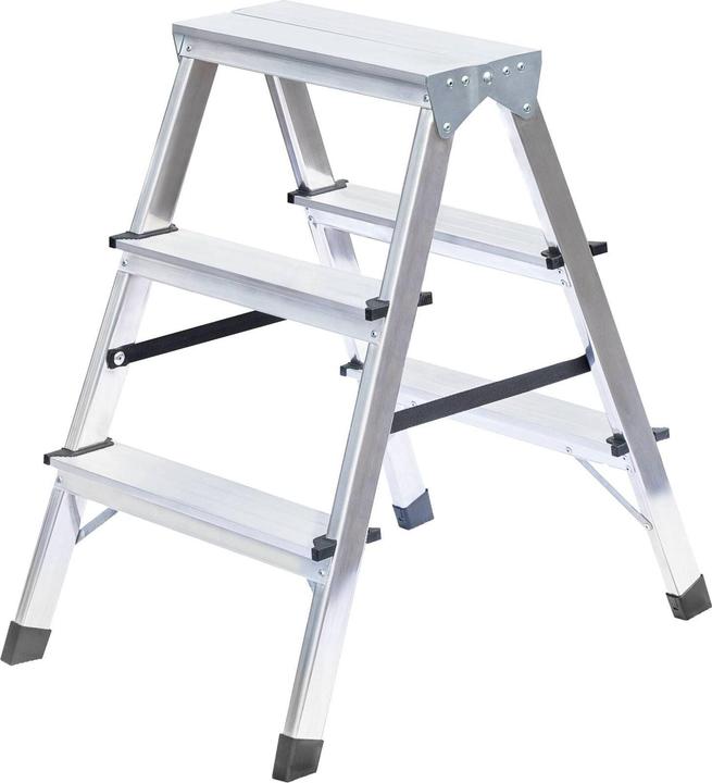 kaiserkraft Haushaltsleiter beidseitig begehbar 2x3 Stufen (Stehleiter)