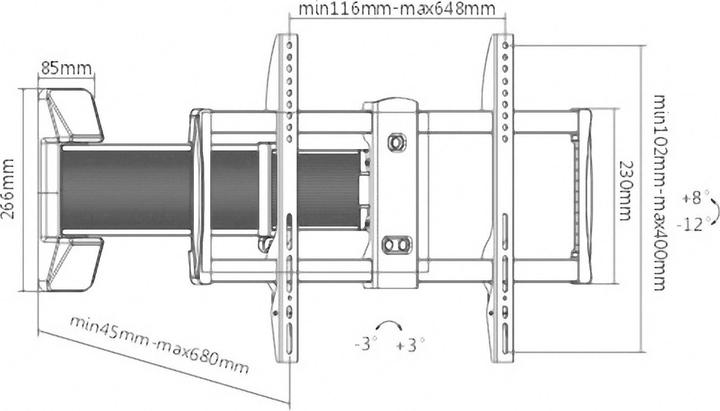 Produktbild SpeaKa Professional TV-Wandhalterung 94cm (37”) - 177.8 cm (70”) ausziehbar (Wand, 70", 40 kg)