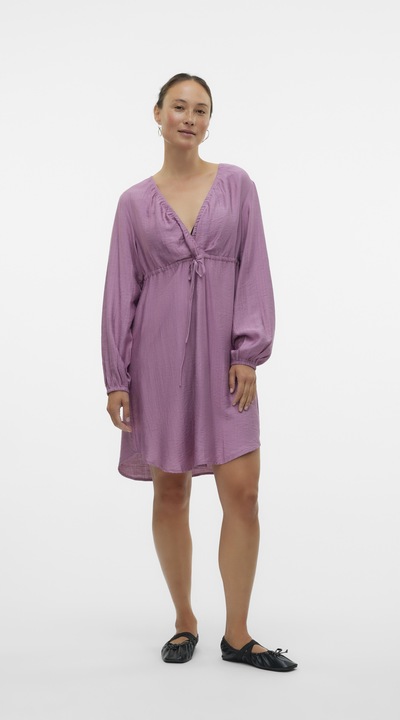 Image du produit Mamalicious Coupe normale Col en V Poignets élastiques Robe courte (M)