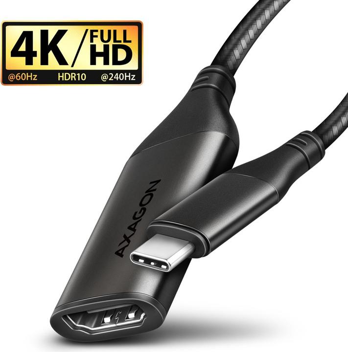 Actual product image Axagon RVC-HI2M USB-C to HDMI 2.0 Adapter, 4K/60Hz, Aluminium - 25 cm (0.25 m)
