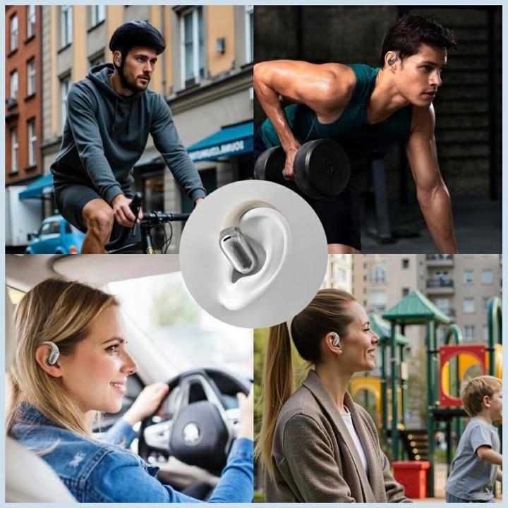 Produktbild 4smarts Open-Ear Bluetooth Kopfhörer SkyBuds AI Screen, Beige (4 h, Kabellos)