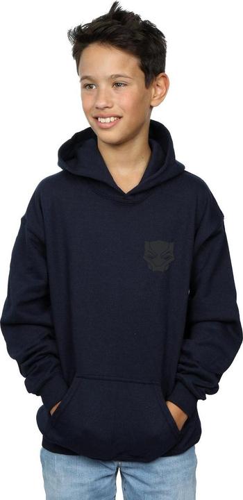 Produktbild Jungen Black Panther Schwarz auf Schwarz Brust Druck Hoodie (140, 146)