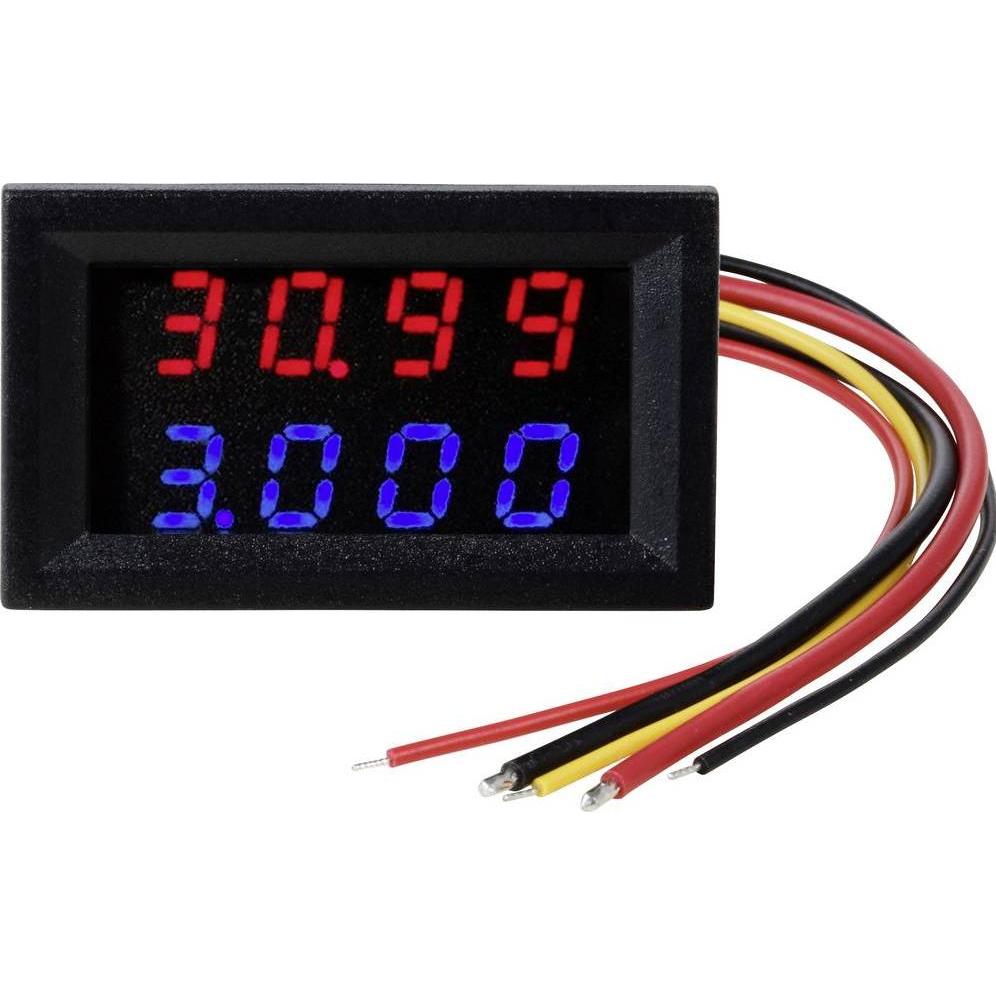 Tru Components, Misuratore energia, TC-AMVL4D-RED/BLUE Digitales Einbaumessgerät