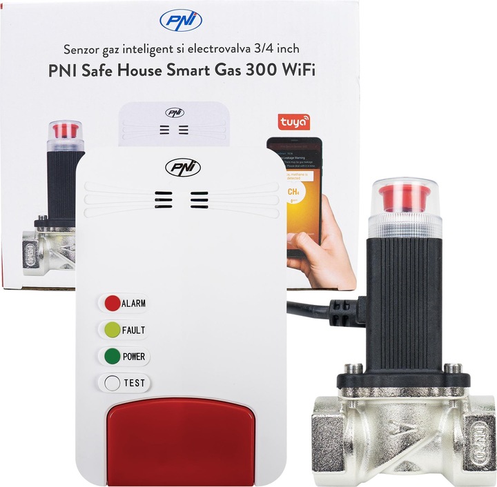 Immagine prodotto PNI Sensore di gas intelligente ed elettrovalvola Safe House Smart Gas 300 Pacchetto WiFi con