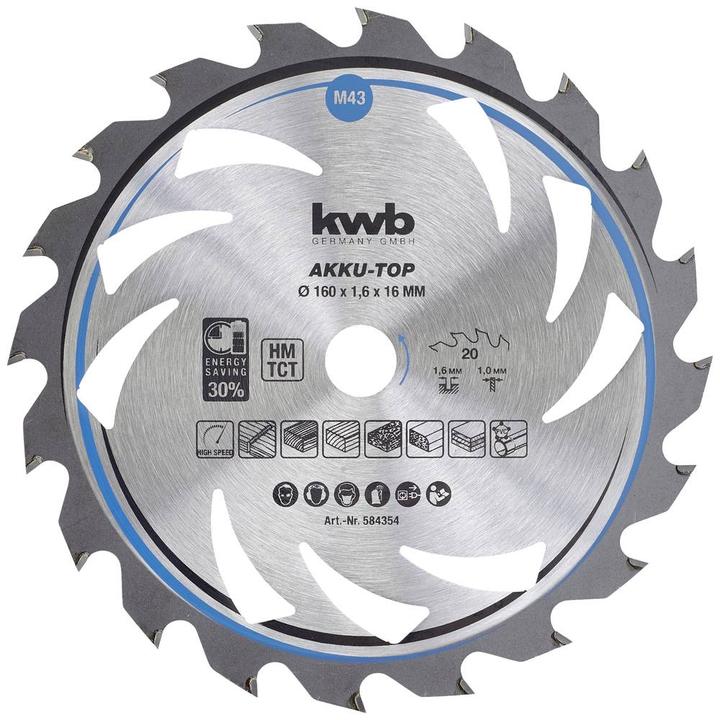 Actual product image kwb AKKU-TOP saw blade for hand circular saws 160 x 16, 20 teeth, thin cut