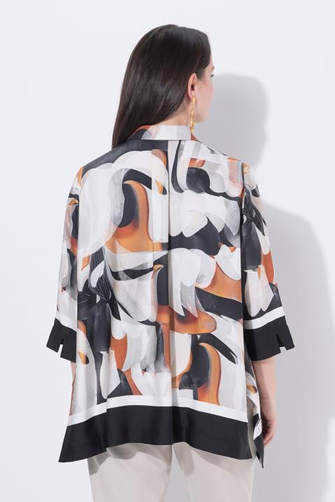 Actual product image Ulla Popken Abstract Print Pointed Hem Blouse (58)