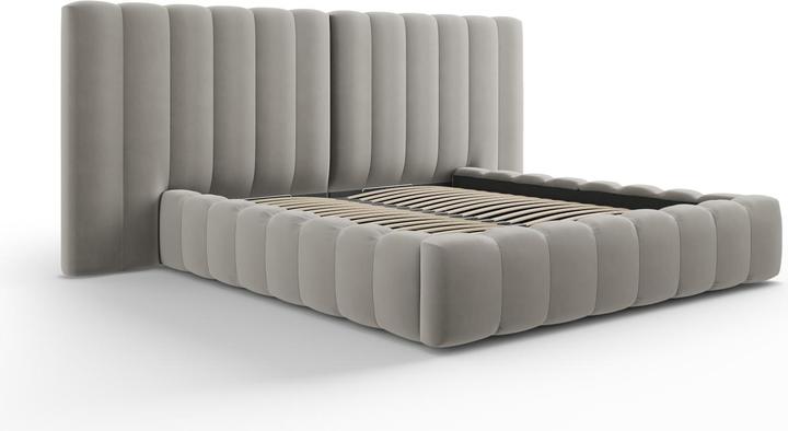 Actual product image Micadoni Velvet Storage Bed With Double Headboard, "Kelp", 230x300x100Made in Europe (180 x 200 cm)