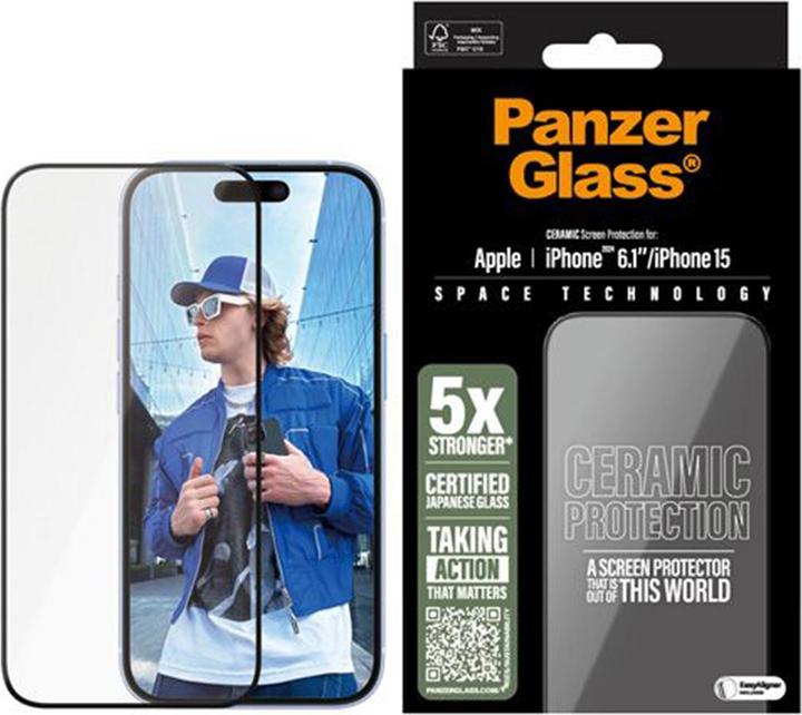 Actual product image PanzerGlass Ceramic Protection Ultra-Wide Fit (1 Piece, Apple iPhone 15, Apple iPhone 16)