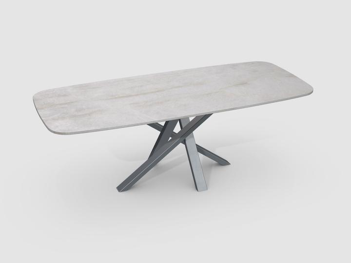 Produktbild Hans Eisenring Esstisch Bootsform Quarzite Champagne, Gestell Anthrazit (210 x 90 x 72 cm)