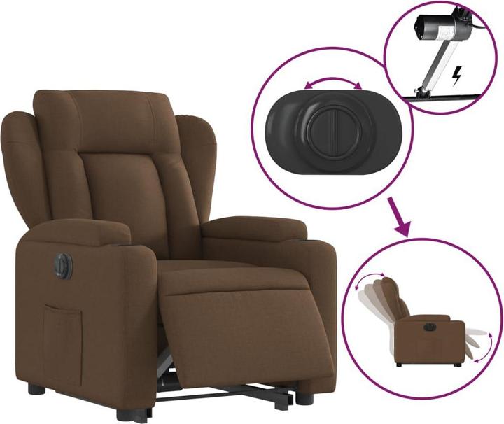 Produktbild vidaXL Relaxsessel mit Aufstehhilfe Elektrisch Fernsehsessel Sessel Braun Stoff