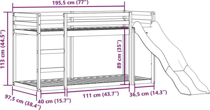 Produktbild vidaXL Etagenbett (90 x 190 cm)