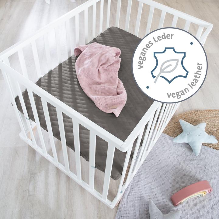 Produktbild Roba Laufgitter 75x100 cm mit Holzfüssen Graphite gesteppt (73 cm, 98.50 cm, MDF, Buche)