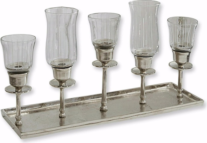 Produktbild Loberon Kerzentablett Ennedi silber/ klar (61 x 20 x 38 cm)