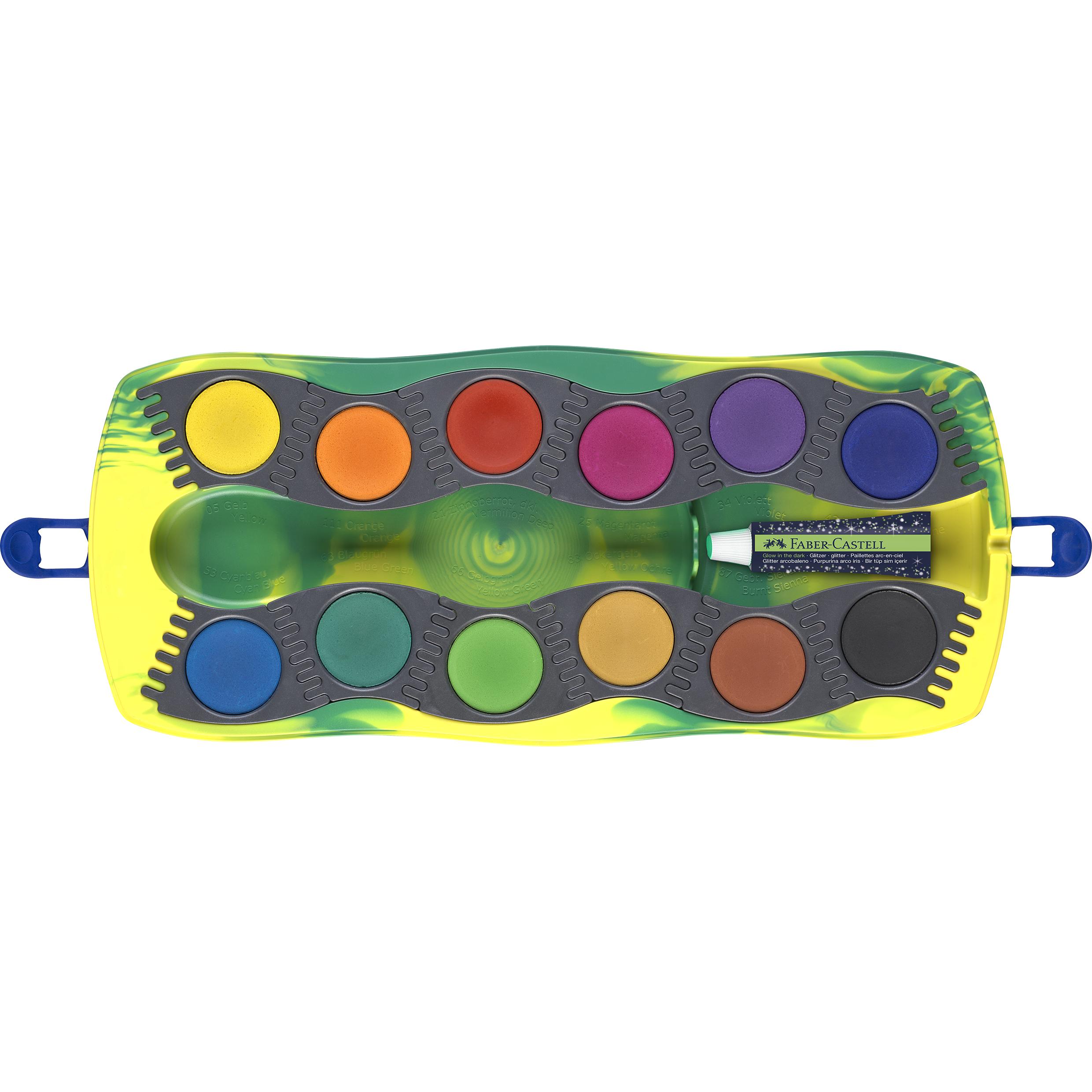 Thumbnail - Faber-Castell, Künstlerfarbe + Bastelfarbe, Farbkasten 12ST Connector Dino (Mehrfarbig)