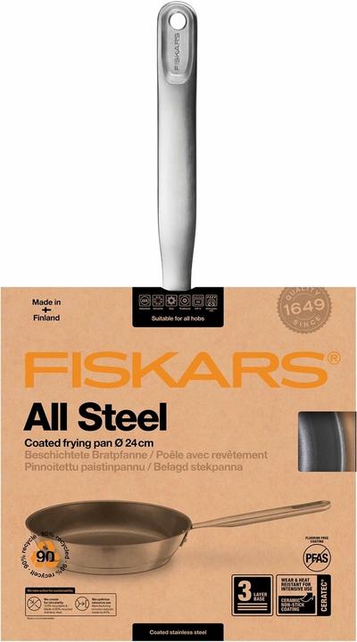 Actual product image Fiskars All Steel Frying Pan, 24cm (Frying pan, Stainless steel, 24 x 6.30 cm)