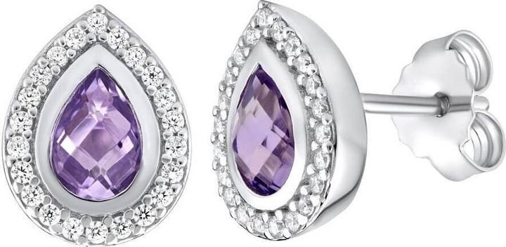 Actual product image Silvego Luxury drop earrings with natural amethyst FWE9395AM
