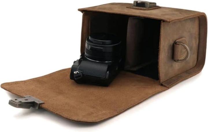 Immagine prodotto Only-Bags.Store Borsa messenger per fotocamera in pelle martellata per fotocamere mirrorless, istantanee e DSLR (Borsa a tracolla per fotocamera)